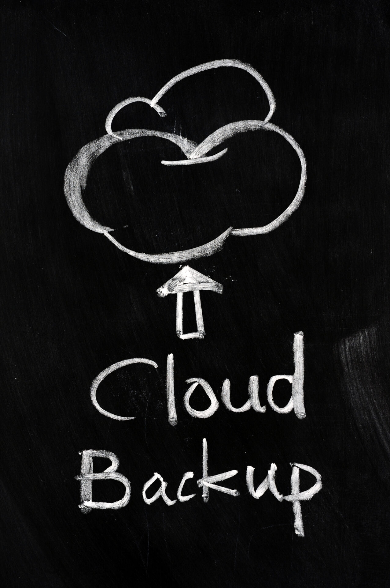 chalkboard with a drawing of a cloud and the words 