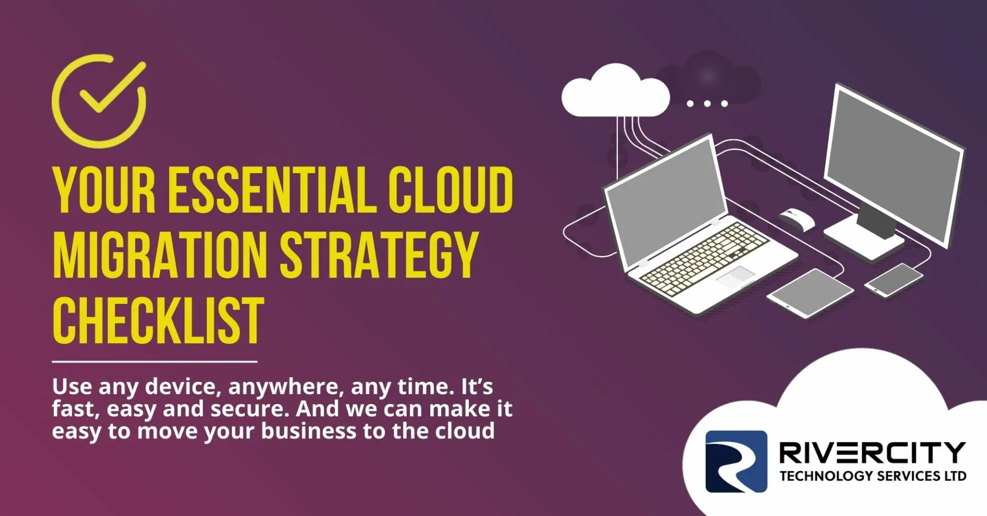 Graphic with the text "Your essential cloud migration strategy checklist"