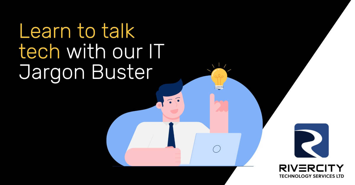 Promotional banner with the text "Learn to talk tech with our IT Jargon Buster"