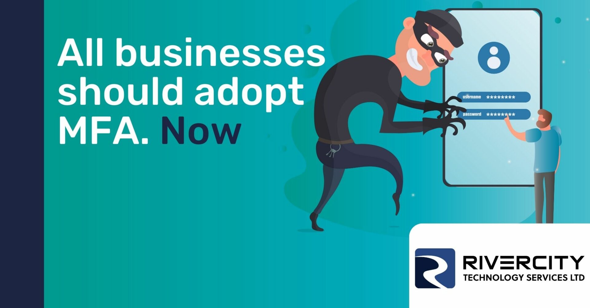 Promotional banner with the text "All Businesses should adopt MFA Now"