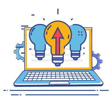 Icon of lightbulbs on a laptop screen